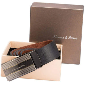 Elegant Black Men's Genuine Leather Automatic Lock Belt Fit 20-49 inches Adjustable Length /KB032