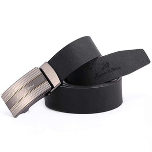 Elegant Black Men's Genuine Leather Automatic Lock Belt Fit 20-49 inches Adjustable Length /KB032