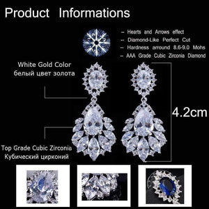Planet Gates Elegant Chandelier AAA+ Cubic Zirconia Long Big Crystal Bridal Dangle Drop Earring for Wedding Jewelry CZ202