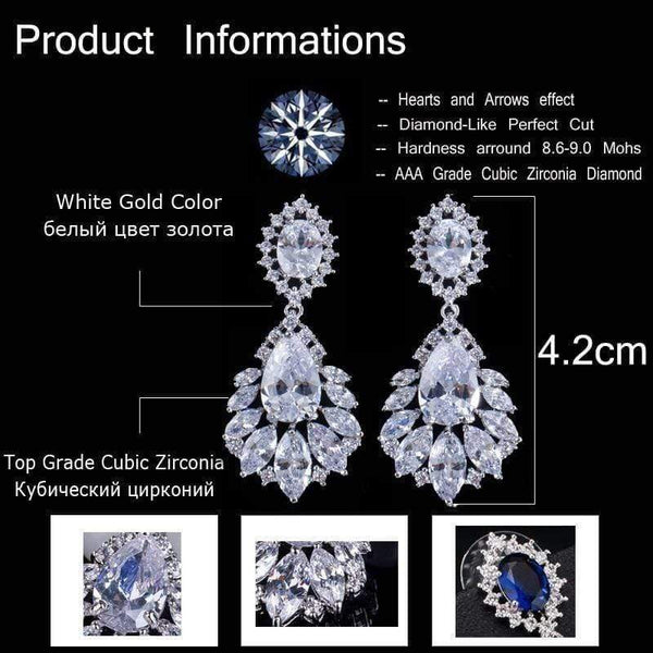 Planet Gates Elegant Chandelier AAA+ Cubic Zirconia Long Big Crystal Bridal Dangle Drop Earring for Wedding Jewelry CZ202