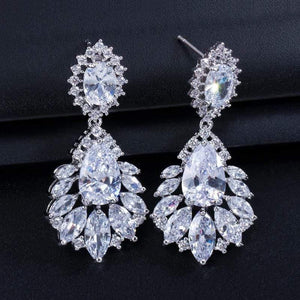 Planet Gates Elegant Chandelier AAA+ Cubic Zirconia Long Big Crystal Bridal Dangle Drop Earring for Wedding Jewelry CZ202