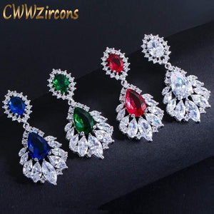 Planet Gates Elegant Chandelier AAA+ Cubic Zirconia Long Big Crystal Bridal Dangle Drop Earring for Wedding Jewelry CZ202