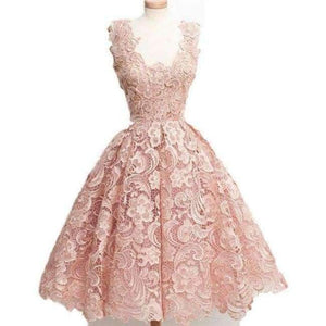 Planet Gates Elegant Cocktail Dresses A-line Cap Sleeves Knee Length Lace Backless Homecoming Dresses