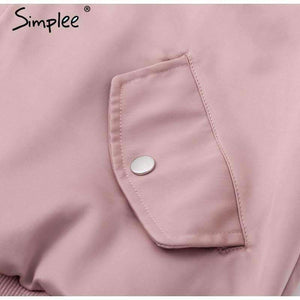 Planet Gates Elegant satin basic jacket coat Women lace up pocket biker jacket outwear Autumn winter casual zipper bomber jacket