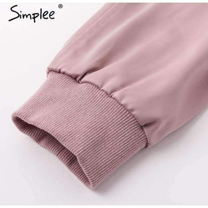 Planet Gates Elegant satin basic jacket coat Women lace up pocket biker jacket outwear Autumn winter casual zipper bomber jacket