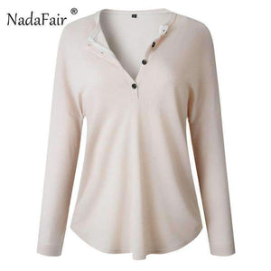 Planet Gates Elegant Women Knitted Jumper Top Button V Neck Long Sleeve Autumn Sweater Female Solid Plus Size Knit Pullover Sweaters