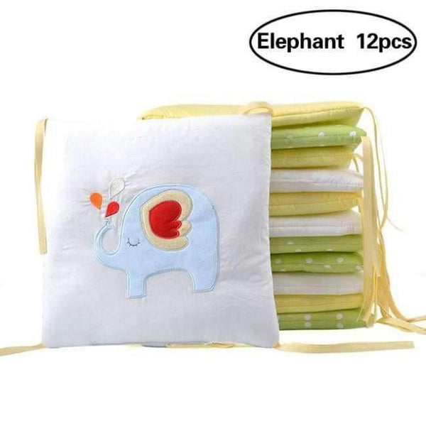 Planet Gates Elephant 12pcs 6/12pcs Baby Bed Bumper Cotton Fox Elephant Bedding Set for Newborn Baby Crib Bumper Cot Bumper Protector Back Cushion Baby