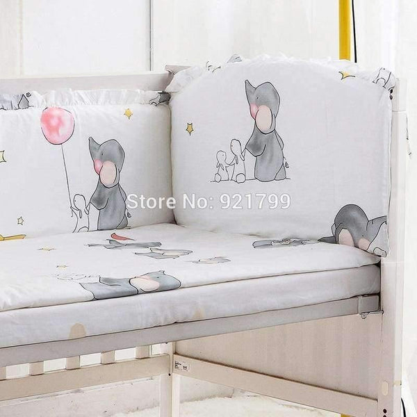 Planet Gates Elephant Cotton Cartoon Soft Baby Bedding Set Baby Crib bumper Include Pillow/ Bumpers/ Sheet/Quilt Cover NewBaby Bumpers