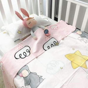 Planet Gates elephant dog 3Pcs Baby Bedding Set Cotton Crib Sets Baby Cot Set Including Duvet Cover +Pillowcase +Flat Sheet Kindergarten bedding Sets