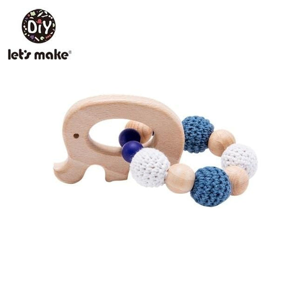 Planet Gates Elephant Let's Make 1PC Wooden Teether Hedgehog Crochet Beads Wood Crafts Ring Engraved Bead Baby Teether Wooden Toys For Baby Rattle