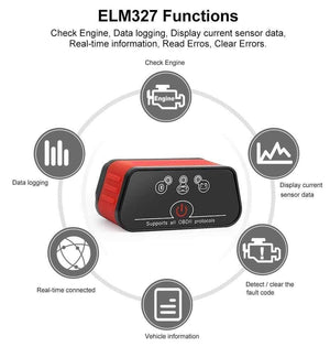 Planet Gates ELM327 OBD2 Scanner Auto scanner ICar2 KONNWEI Bluetooth ELM 327 V 1.5 Car Diagnostic Tool EML327 OBD 2 Scanner Pic18f25k80 Chip