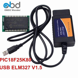 Planet Gates ELM327 USB V1.5 OBD2 Diagnostic Cable With PIC18F25K80 Chip ELM 327 Hardware 1.5 OBD II Scanner ELM 327 USB 25K80
