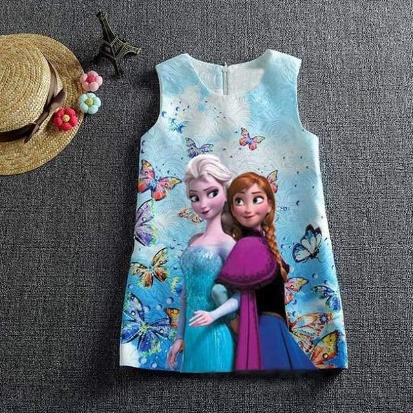 Planet Gates elsaannablue / 2T Summer Baby Girl Dress Queen Princess Anna Elsa Dress Vestidos Butterfly Print Party Dress Kids Elza Costume Kids Clothes