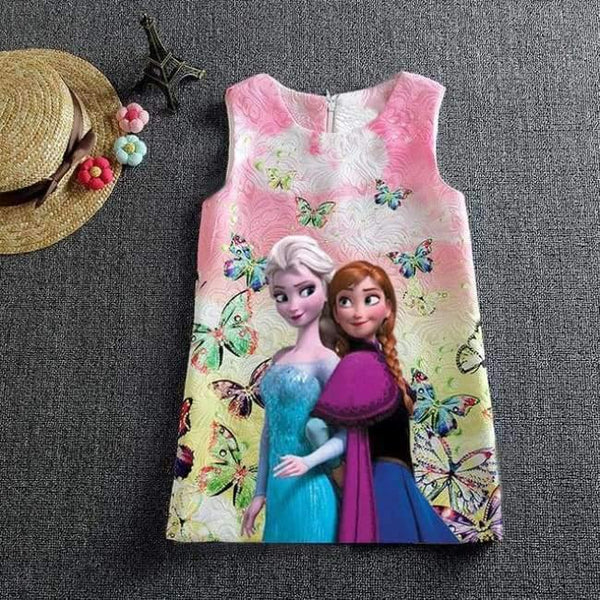 Planet Gates elsaannapink / 2T Summer Baby Girl Dress Queen Princess Anna Elsa Dress Vestidos Butterfly Print Party Dress Kids Elza Costume Kids Clothes