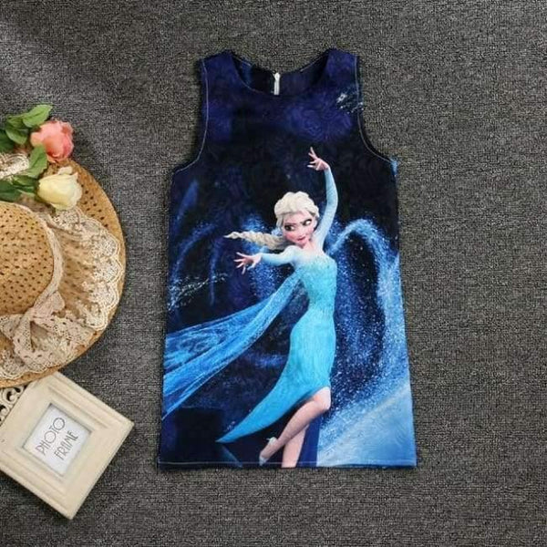 Planet Gates elsablue / 2T Summer Baby Girl Dress Queen Princess Anna Elsa Dress Vestidos Butterfly Print Party Dress Kids Elza Costume Kids Clothes