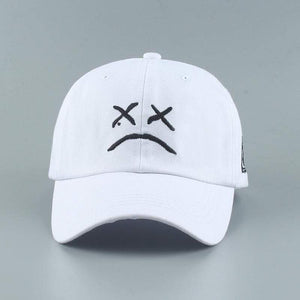 Planet Gates Embroidery 100% Cotton Baseball Cap Sad face White Black Hat Golf Cap Hip Hop Snapback Women Men