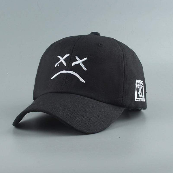 Planet Gates Embroidery 100% Cotton Baseball Cap Sad face White Black Hat Golf Cap Hip Hop Snapback Women Men