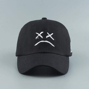 Planet Gates Embroidery 100% Cotton Baseball Cap Sad face White Black Hat Golf Cap Hip Hop Snapback Women Men