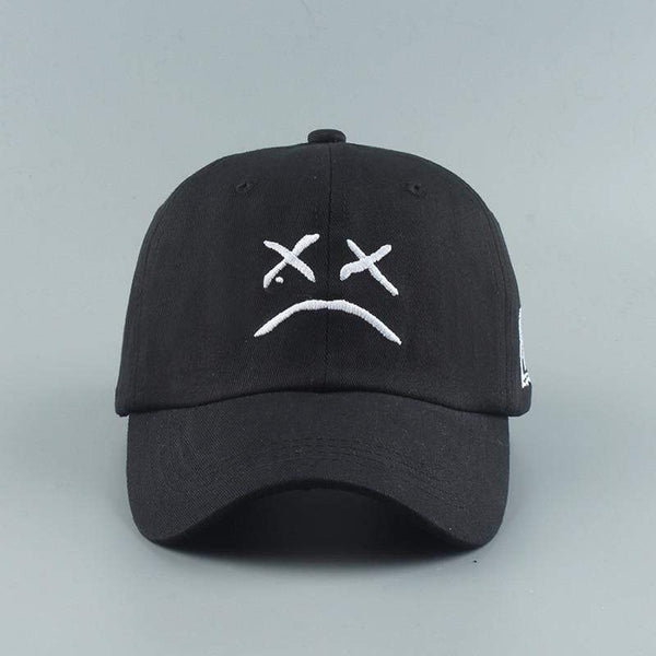 Planet Gates Embroidery 100% Cotton Baseball Cap Sad face White Black Hat Golf Cap Hip Hop Snapback Women Men