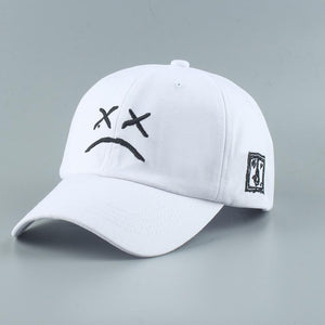 Planet Gates Embroidery 100% Cotton Baseball Cap Sad face White Black Hat Golf Cap Hip Hop Snapback Women Men