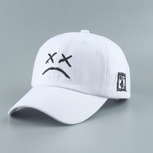Planet Gates Embroidery 100% Cotton Baseball Cap Sad face White Black Hat Golf Cap Hip Hop Snapback Women Men