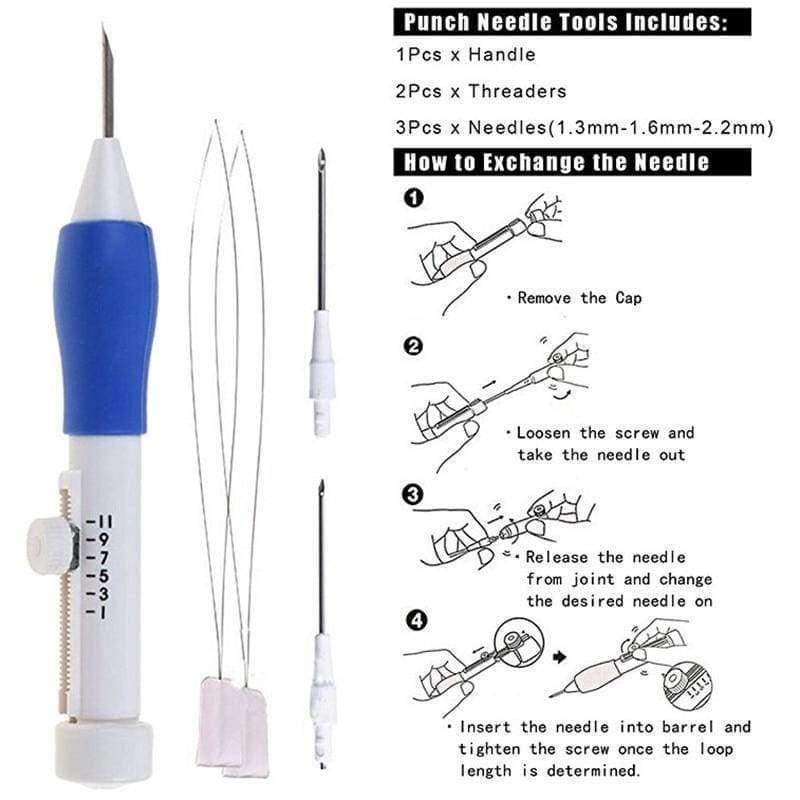 Planet Gates Embroidery Stitching Punch Needle Pen Set DIY Craft 50pcs Thread Scissors Needles Sewing Accessories Set With Case For Mom