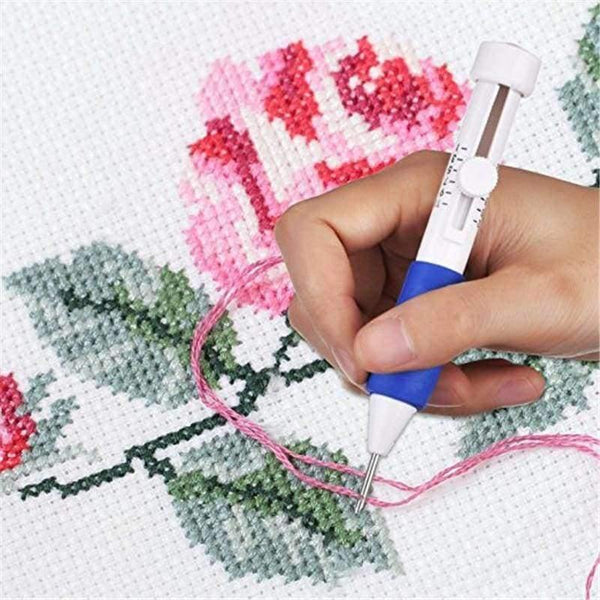Planet Gates Embroidery Stitching Punch Needle Pen Set DIY Craft 50pcs Thread Scissors Needles Sewing Accessories Set With Case For Mom