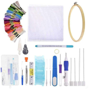 Planet Gates Embroidery Stitching Punch Needle Pen Set DIY Craft 50pcs Thread Scissors Needles Sewing Accessories Set With Case For Mom