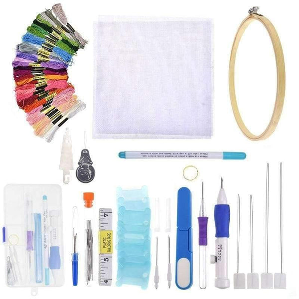 Planet Gates Embroidery Stitching Punch Needle Pen Set DIY Craft 50pcs Thread Scissors Needles Sewing Accessories Set With Case For Mom