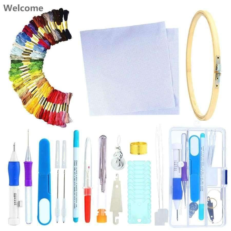 Planet Gates Embroidery Stitching Punch Needles Pen Set Craft Tool for DIY Threaders Sewing Knitting Kit Embroidery Patterns with Case