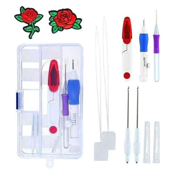 Planet Gates Embroidery Stitching Punch Needles Pen Set Craft Tool for DIY Threaders Sewing Knitting Kit Embroidery Patterns with Case