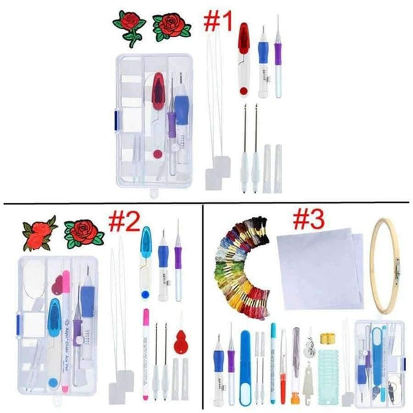 Planet Gates Embroidery Stitching Punch Needles Pen Set Craft Tool for DIY Threaders Sewing Knitting Kit Embroidery Patterns with Case
