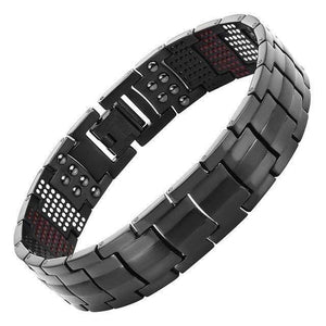 Planet Gates EMBT015B / 21cm Men's Health Magnetic Bracelet For Men Silver Plated Pure Titanium Bangle Magnetic Ion Germanium Far Infar Red Bracelets