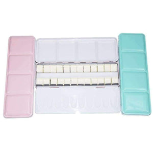 Planet Gates Empty iron box green Empty Watercolor Paints Tins Box with 12 Pcs Full Pans and 24 Half Pans For Art Painting Palette Supplies