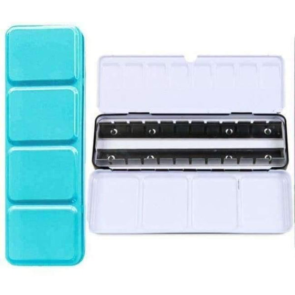 Planet Gates Empty Watercolor Paints Tins Box with 12 Pcs Full Pans and 24 Half Pans For Art Painting Palette Supplies
