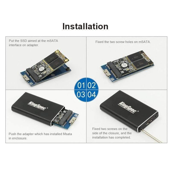 Enclosure adapter for mSATA to USB 3.0 HDD Hard Drive External Enclosure For mSATA SSD Case Box
