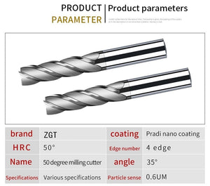 Planet Gates Endmill HRC50 4 Flute High quality Alloy Carbide Tungsten Steel Milling Cutter End Mill 3mm 4mm 5mm 6mm 8mm 10mm Milling Tools