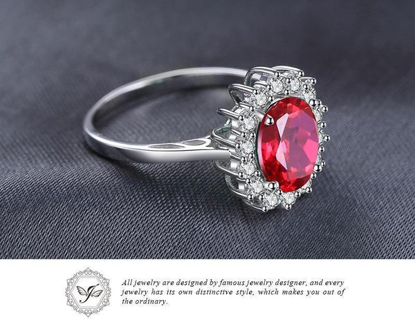 Planet Gates Engagement Wedding Created Red Ruby Ring Set Pure Solid Genuine 925 Sterling Silver Jewelry