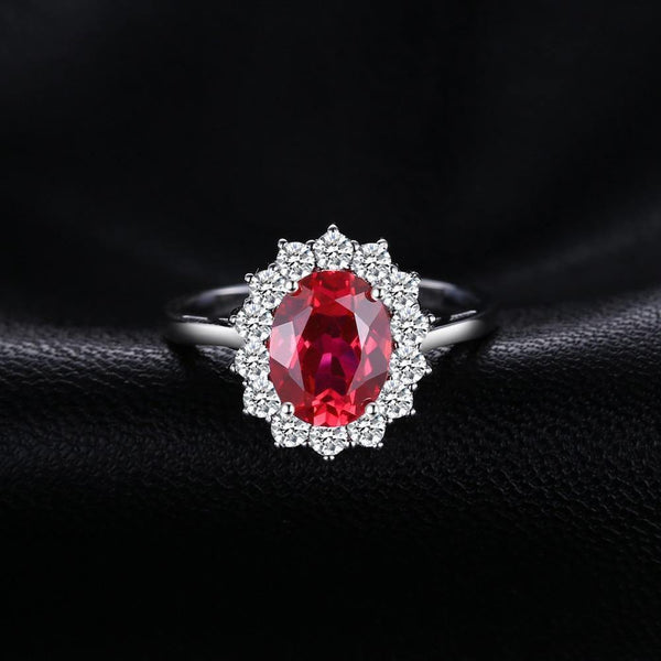 Planet Gates Engagement Wedding Created Red Ruby Ring Set Pure Solid Genuine 925 Sterling Silver Jewelry