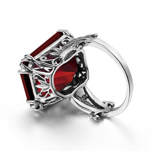 Planet Gates Engraved Engagement Ruby Ring Flower Vine Leaf Design Solid 925 Sterling Silver Women's Rings Accessories