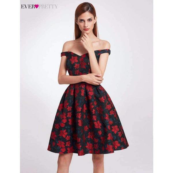 Planet Gates EP05947NR / 4 / China New Fashion Retro Off Shoulder Ever Pretty EP05947 Dresses Women's Flare Party Dresses Floral Print robe Cocktail Dresses