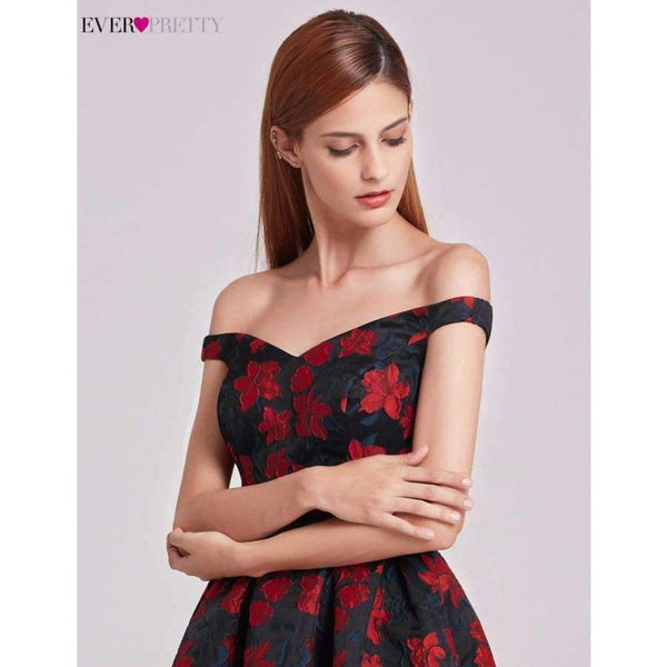 Planet Gates EP05947NR / 4 / China New Fashion Retro Off Shoulder Ever Pretty EP05947 Dresses Women's Flare Party Dresses Floral Print robe Cocktail Dresses