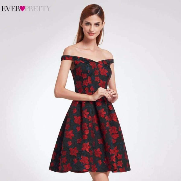 Planet Gates EP05947NR / 4 / China New Fashion Retro Off Shoulder Ever Pretty EP05947 Dresses Women's Flare Party Dresses Floral Print robe Cocktail Dresses
