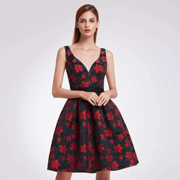 Planet Gates EP05947NR / 4 / China New Fashion Retro Off Shoulder Ever Pretty EP05947 Dresses Women's Flare Party Dresses Floral Print robe Cocktail Dresses