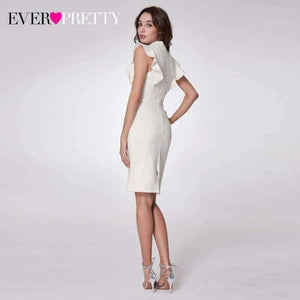 Planet Gates EP05967WH / 4 / China Cocktail Dresses Ever Pretty EP05967 Women's V-neck Elegant Party Dresses with Ruffles Abendkleider Robe Cocktail