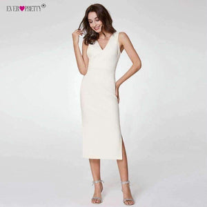 Planet Gates EP05967WH / 4 / China Cocktail Dresses Ever Pretty EP05967 Women's V-neck Elegant Party Dresses with Ruffles Abendkleider Robe Cocktail