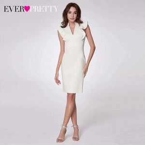 Planet Gates EP05967WH / 4 / China Cocktail Dresses Ever Pretty EP05967 Women's V-neck Elegant Party Dresses with Ruffles Abendkleider Robe Cocktail
