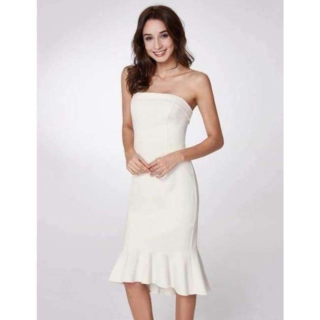 Planet Gates EP05967WH / 4 / China Cocktail Dresses Ever Pretty EP05967 Women's V-neck Elegant Party Dresses with Ruffles Abendkleider Robe Cocktail