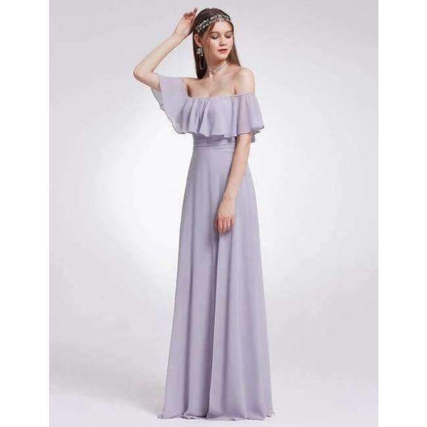 Planet Gates EP07171-Dusty Lilac / 4 / China Dresses Ever Pretty 07211 Sexy One Shoulder A-line Ruffles Floor-Length Belt Gowns Beach Wedding Guest Dress