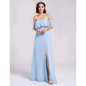 Planet Gates EP07171-Sky Blue / 4 / China Dresses Ever Pretty 07211 Sexy One Shoulder A-line Ruffles Floor-Length Belt Gowns Beach Wedding Guest Dress